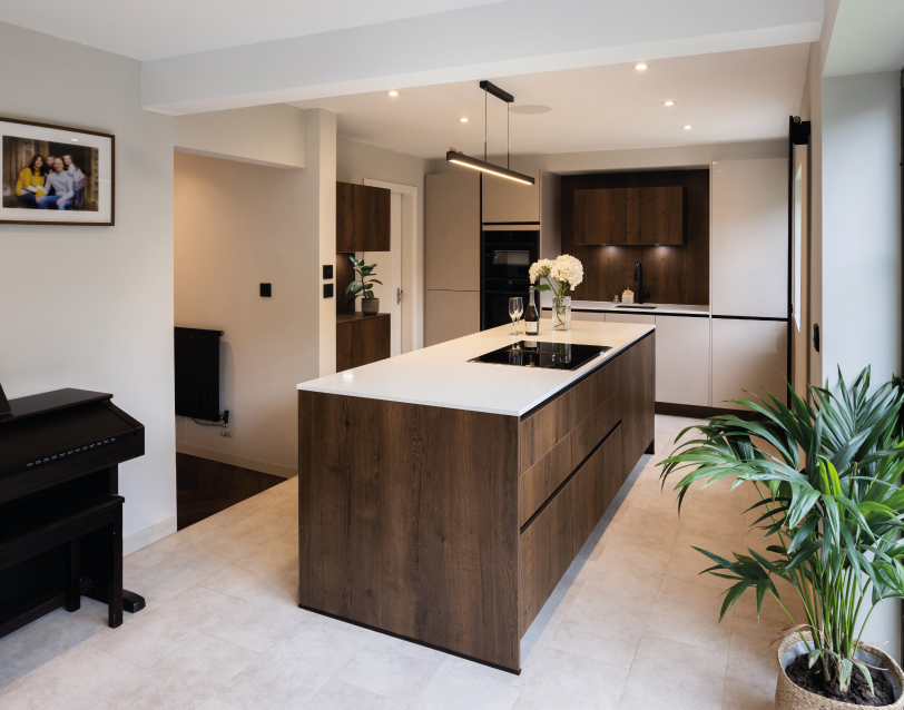 A Nordic Style Kitchen with Dark Wood Tones