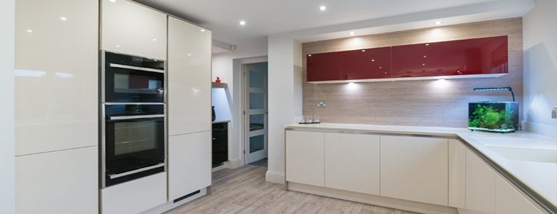 Our top four ways to combine materials in the kitchen red and white gloss