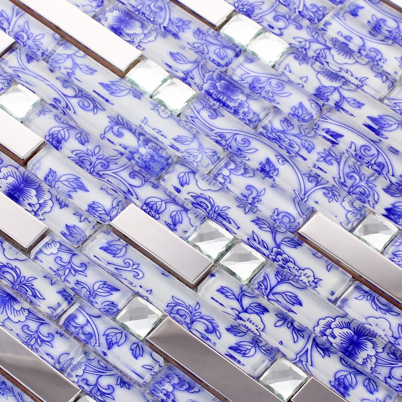 SALE-11SF-interlocking-blue-and-white-glass-tile-floral-mosaic-art-new-font-b-design-b