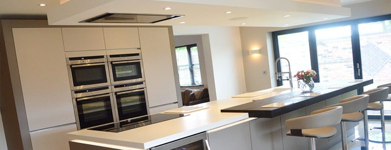 grey designer fitted kitchen