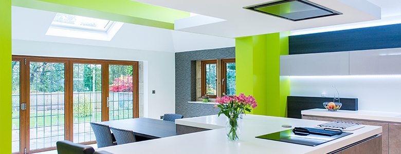 white and green designer kitchen style
